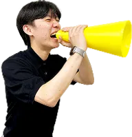 メガホンを持った男の人