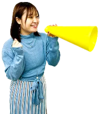 メガホンを持った女の人